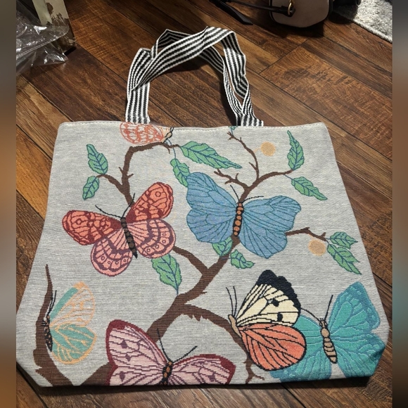 Handbags - Butterfly Print Canvas Tote Bag
